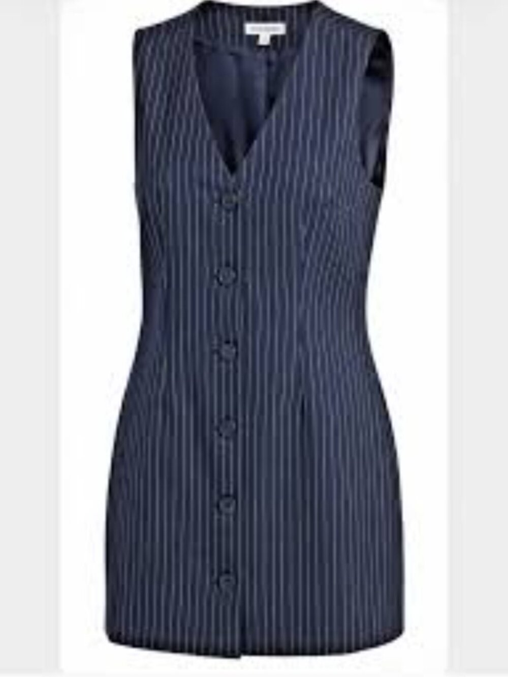 NWT- Steve Madden Navy Pinstripe Button Front Vest Mini Dress